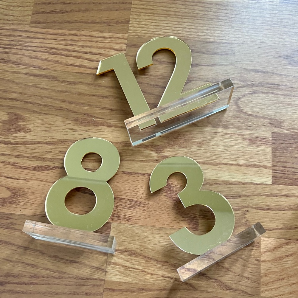 Gold Acrylic table numbers